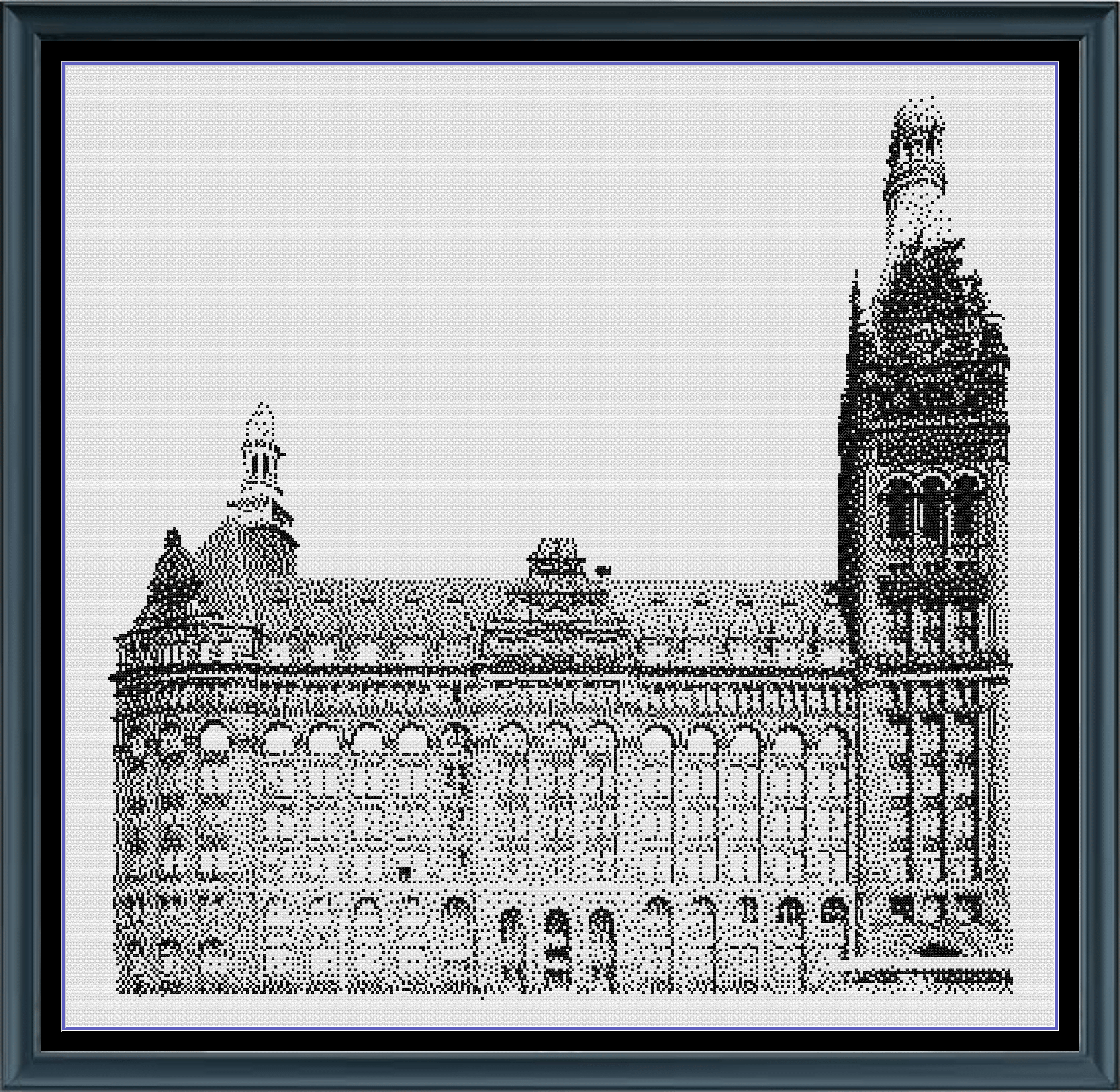 Stitching Jules Design Cross Stitch Pattern Milwaukee City Hall Wisconsin Building Monochrome Counted Cross-Stitch Pattern (Digital Download)